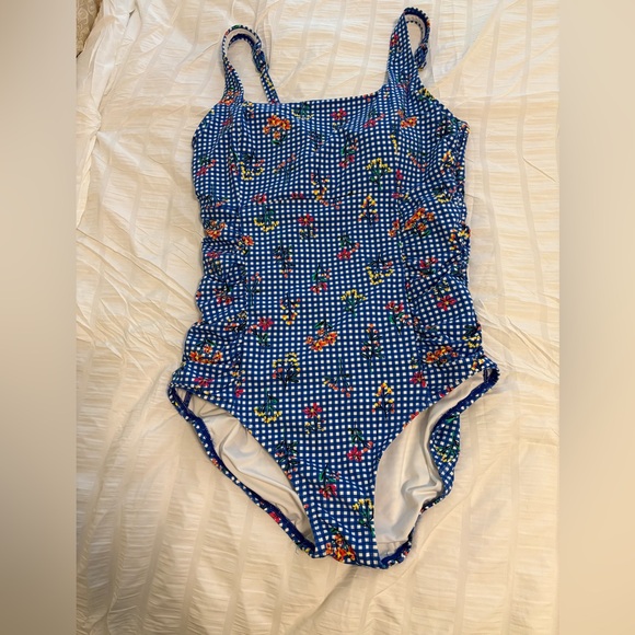 Lands' End Other - Lands' End Botanical Check Floral Print Swimsuit Size 14
